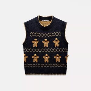 GINGERBREAD COOKIES KNIT SWEATER VEST
